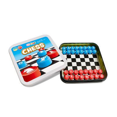 China Chess Metal Tin Box For Interactive Chess Children's Game Box Toy Parent-child Tin Game Toys Educational Chess for sale