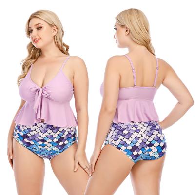 China Breathable Women's Plus Size Tankini Swimsuits With Shorts Flounce Floral Print Swimwear Two Piece Swimsuit for sale