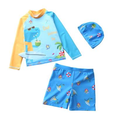 China Breathable Baby Toddler Boy Swimwear Two Piece Swimsuit Set Shark Rash Guards Swimwear Swimwear With Hat UPF 50+ for sale