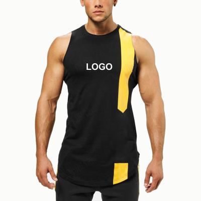 China Anti-wrinkle men's fitness sleeveless t-shirt around the neck trend sports vest cotton knit breathable vest for sale