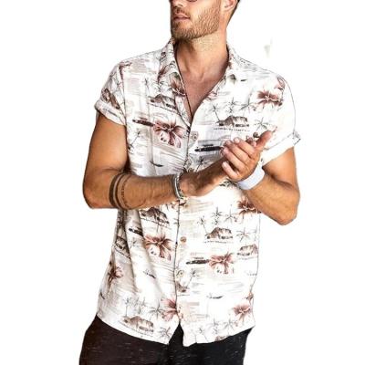 China Short Sleeve Anti Shrink Plus Size Mens Summer Beach Hawaiian Shirt Floral 100% Cotton Sublimation T-Shirt for sale