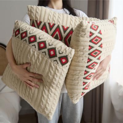 China 18 x 18 inch Anti-Static Wholesale Custom Home Luxury Sofa Knitted Cushion Cover 45 x 45cm Velvet Cushion Cover Decoration for sale