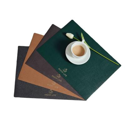 China Oilproof Tableware Pad PU Heat Insulation Leather Non-slip Simple Place Mats For Dining Table for sale