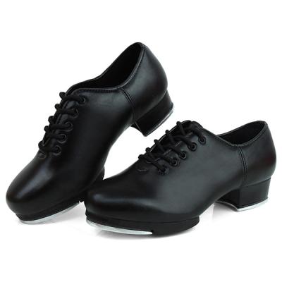 China Blooming 14003 GENUINE LEATHER Ready To Boat Men's Foldable Black Leather Tap Shoes With Laces for sale