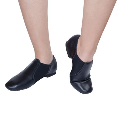 China GENUINE LEATHER In-Stock Ready To Ship Girls Professional Black Color Split Unique Leather Jazz Dance Shoes B41201-5 for sale