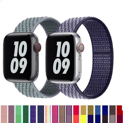 China Fabric Nylon Wristbands For Apple Watch Band 38/40mm 42/44mm Woven Nylon Sport Loop Replacement Strap For iWatch 7 6 SE 5 4 3 for sale