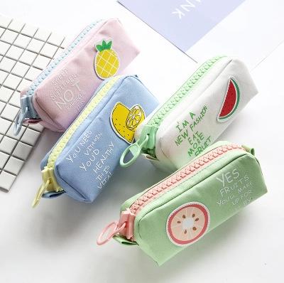 China Schools & Offices Summer Newest Custom Fruit Korean Style School Canvas Pencil Case For Student for sale