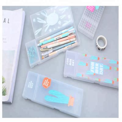 China Eco-friendly design transparent simple fashion cute creative plastic pen holder for school use for sale