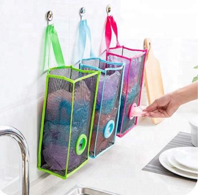 China Sustainable Convenient Hanging Storage Mesh Trash Bag Organizer With Two Size for sale