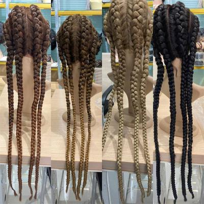 China Regular Wave Ready to Ship Manufacturer High Quality Synthetic Braiding Hair 13*4 Lace Headband Synthetic Braiding Hair Wigs For African for sale