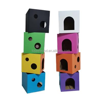 China Latest Cat Scratcher House Eco Cat Toy Scratch 2022 Viable Friendly Semi-closed Corrugated Special Paper Cardboard Box Cat Scratcher for sale