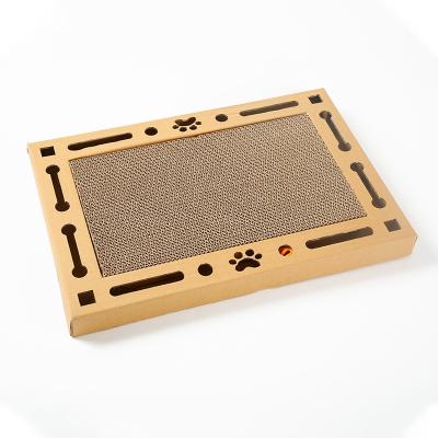 China Viable Popular Cat Scratch Pad with 2 Bell Inside Corrugated Paper Cat Scratcher 32.5 x 48.5 Cat Scratch Pad for sale