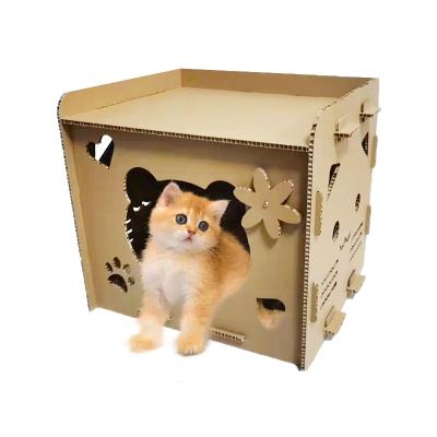 China TOPPYWOOD Viable Wholesale Cat Scratcher 42 x 42 Cardboard Cat Scratchers Semi Closed Corrugated Cardboard Cat Scratcher for sale