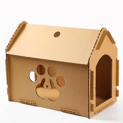 China Hot Selling Viable Wrinkled Paper Pet Cat Scratcher Big Size Cat Scratching Box Diy Easy Collect Cat Scratcher House for sale