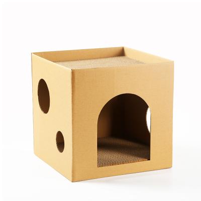 China Best Selling OEM Eco-Friendly ODM Cat Scratcher Toy Viable 32 x 32 Large Cat Scratching Cat Scratch Cardboard Bed Semi-enclosed for sale