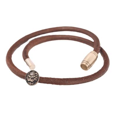 China Best Vintage Nature Classic Selling Quality Leather Necklace Rope Pendants For Women Liger Round Long Necklace for sale