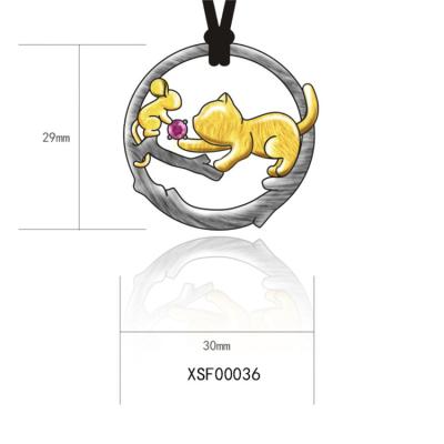 China Vintage Nature Classic High Quality Product Customize Pendant Necklace Women Jewelry Personalized Mouse Playing With Cat Necklace for sale