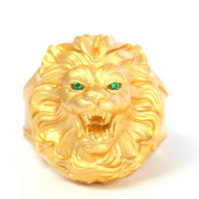 China 2021New FASHIONABLE Design 23K Gold Plated Lion Head Finger Ring Royal Lion for sale