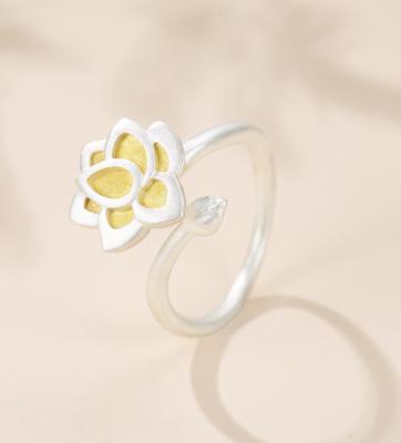 China Romantic New Arrival Lotus Love Rings 100%handmade Silver Blooming Adjustable Women for sale