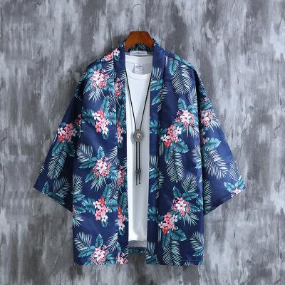 China Men's Japanese Kimono Seven Point Sleeve Shirt Men's Breathable Kimono Sleeve Cardigan Lovers Loose Slim Long Sleeve Shirt Dress for sale