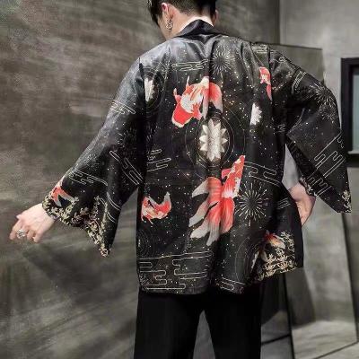 China Chinese Style Breathable Border Men's Nine-sleeve Japanese Hanfu Kimono Tang Dress Robe Loose Thin Mask Men's Jacket for sale