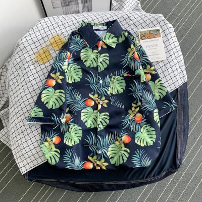 China New Foreign Trade Summer Seaside Flower Casual Short Shirt Men's Hawaiian Fashion Beach Shirt Sleeve Breathable Cardigan for sale