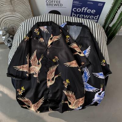 China Korean version of the shirt men's breathable short sleeve shirt loose thin sleeve handsome of the summer half sleeve handsome men's shirt wave trend coat for sale