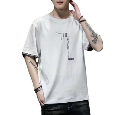 China Korean version of new fake two halves summer 2022 short sleeve viable T-shirt men's loose sleeve T-shirt free shipping on clothes tide for sale