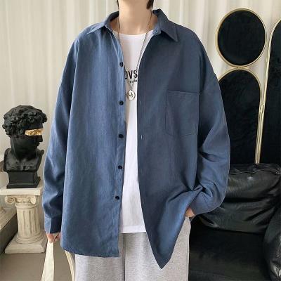 China New QUICK DRY 2021 men's loose long sleeve casual shirt top Korean fashion no iron shirt brutal handsome men for sale