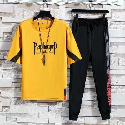 China New Breathable Summer Sports Suits Men's Two-Piece T-shirt Loose Suit Inspiration Fashion Suit Men's T-Shirt Machining Casual Pants Set Wholesale for sale