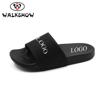 China Custom Thick Sole Logo Lightweight EVA Flip Flop Man Slide for sale