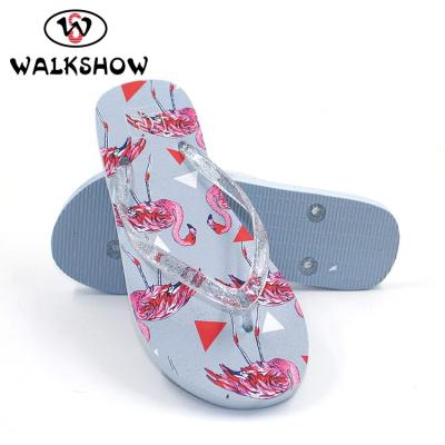 China Lightweight Cheap Flamingos Pattern Elegant PVC Women Wedding Flip Flop Sandal for sale