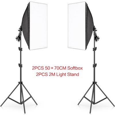 China 50x70CM PORTABLE Softbox Photography Lighting Kits Professional Light System with 2pcs E27 Bulbs Photo Studio Photographic Equipment for sale