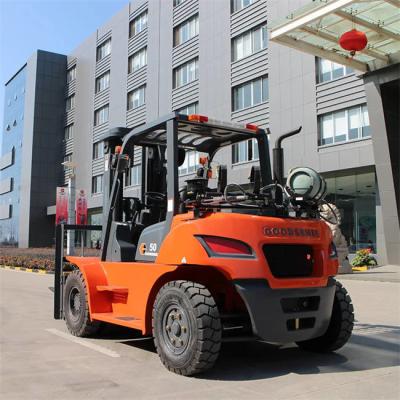 China Gasoline Forklifts 5 Ton Triplex Mast Side Shifter New LPG Gas Forklift Original Japanese Engine for sale