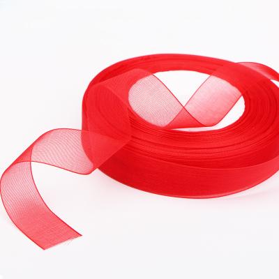 China New design 2cm wide single face sheer organza ribbon gift ribbon 50yards/roll for flower wrapping for sale