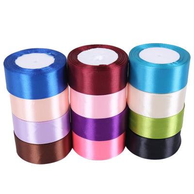 China Single Face Polyester Satin Ribbon Gift Wrapping Ribbon Bouquet Wrap Ribbon 4cm 22m/Roll Wide for sale