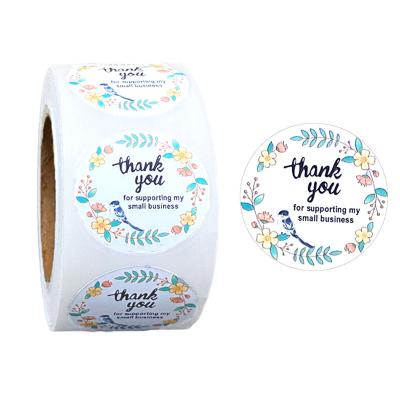 China Waterproof Custom Floral Thank You Label Circle Sticker Self Adhesive Thank You Stickers For Small Business for sale