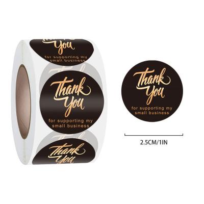 China Waterproof Hot Sale Printing Label Sticker Black Thank You Stickers 500/Roll Thank You Label For Small Business for sale