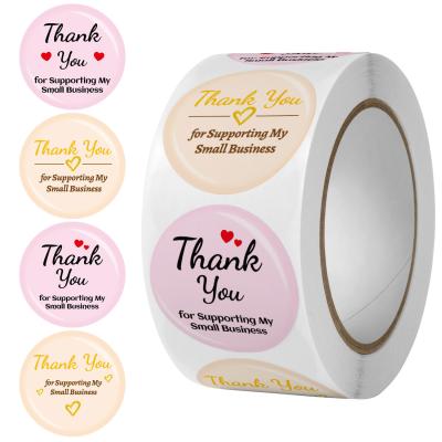 China Wholesale Waterproof Envelope Sealing Label Circle Floral Thank You Label Sticker For Wedding Decoration for sale