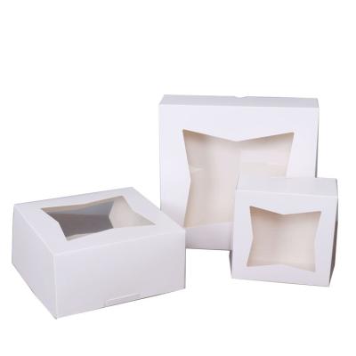 China Wholesale Recyclable Food Packaging Boxes Folding Bakery Cake Box With Clear Window for sale