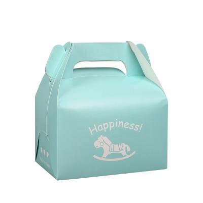 China Custom Recyclable Food Packaging Box Paper Cake Box With Handle Birthday Cake Box for sale