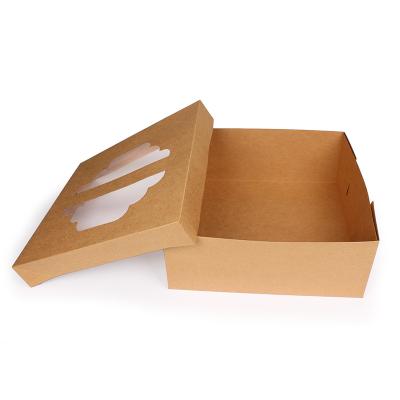 China Recyclable Hot Sale Bakery Cake Box Birthday Cake Box Wrapping Paper Cupcake Box With Window for sale