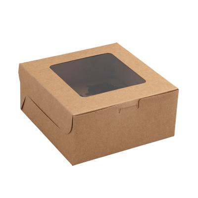 China 2/4/6 Holes Recyclable Custom White Kraft Paper Muffin Cupcake Packaging Box With Clear Window for sale