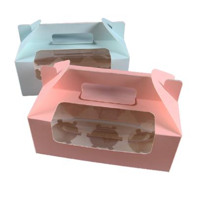 China Recyclable Hot Selling Cupcake Box Window White Cupcake Boxes 6 Holes Paper Cupcake Box for sale