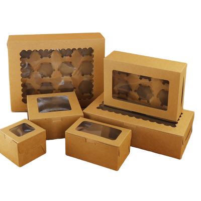 China Wholesale Recyclable 12 Hole Window Pie ​​Box Cardboard Biscuit Muffin Cupcake Box 4 6 8 12 for sale