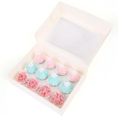 China Recyclable Cupcakes Or 4 To 6 Cupcake Box Wedding Cupcake Transparent Box 6 12 Holes for sale