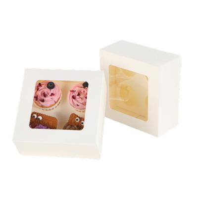 China Recyclable Bulk Packing Box 6 12 Holes White Recyclable 4 Cupcake Box Rectangle Cupcake Box Muffin Card Cupcake Box for sale