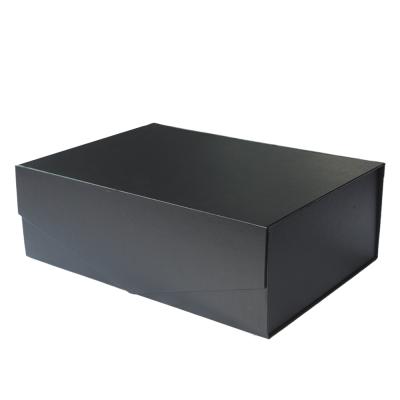 China Custom Recycled Materials Paper Gift Box Magnetic Black Packaging Gift Box Rigid Cosmetic Flip Box for sale