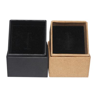 China Recycled Materials Wholesale Luxury Gift Box Black Earring Box Kraft Paper Ring Box For Jewelry Packaging for sale