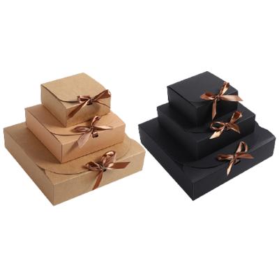 China Recycled Materials Custom Gift Packaging Foldable Gift Box With Ribbon Closure Wedding Gift Box for sale